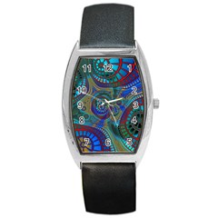 Fractal Abstract Line Wave Barrel Style Metal Watch