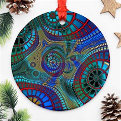 Fractal Abstract Line Wave Round Ornament (two Sides)