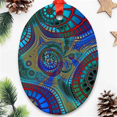 Fractal Abstract Line Wave Oval Ornament (two Sides)