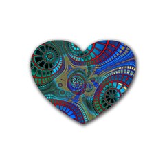 Fractal Abstract Line Wave Heart Coaster (4 Pack)  by HermanTelo