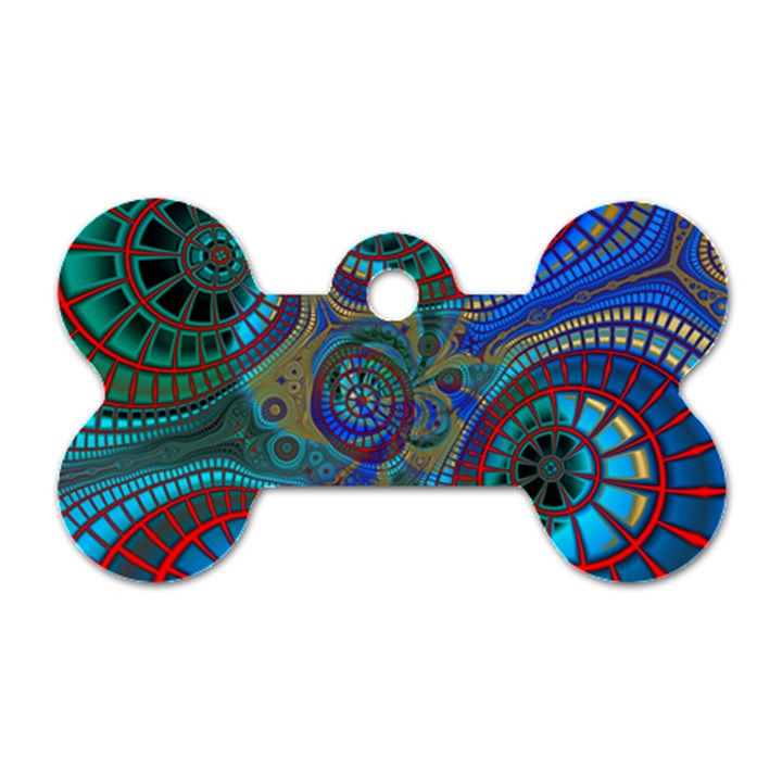 Fractal Abstract Line Wave Dog Tag Bone (One Side)