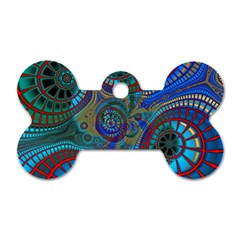 Fractal Abstract Line Wave Dog Tag Bone (two Sides)