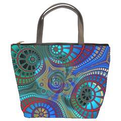 Fractal Abstract Line Wave Bucket Bag