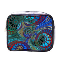 Fractal Abstract Line Wave Mini Toiletries Bag (one Side)