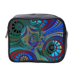 Fractal Abstract Line Wave Mini Toiletries Bag (two Sides) by HermanTelo