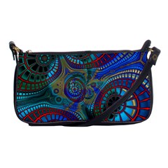 Fractal Abstract Line Wave Shoulder Clutch Bag