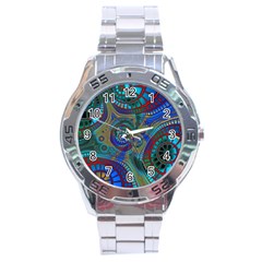 Fractal Abstract Line Wave Stainless Steel Analogue Watch