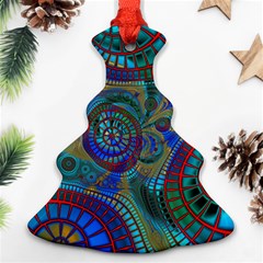 Fractal Abstract Line Wave Christmas Tree Ornament (two Sides) by HermanTelo