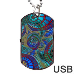 Fractal Abstract Line Wave Dog Tag Usb Flash (one Side) by HermanTelo