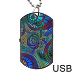 Fractal Abstract Line Wave Dog Tag USB Flash (One Side) Front