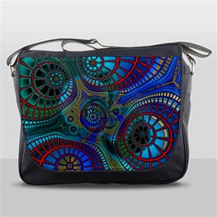 Fractal Abstract Line Wave Messenger Bag