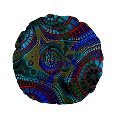 Fractal Abstract Line Wave Standard 15  Premium Round Cushions by HermanTelo