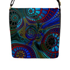 Fractal Abstract Line Wave Flap Closure Messenger Bag (l)