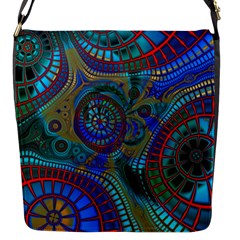 Fractal Abstract Line Wave Flap Closure Messenger Bag (s)