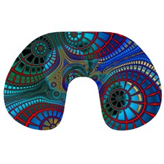 Fractal Abstract Line Wave Travel Neck Pillow by HermanTelo