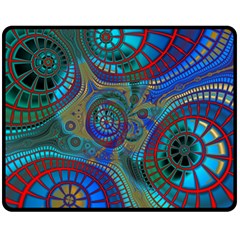 Fractal Abstract Line Wave Double Sided Fleece Blanket (medium)  by HermanTelo