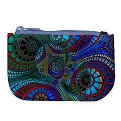 Fractal Abstract Line Wave Large Coin Purse by HermanTelo