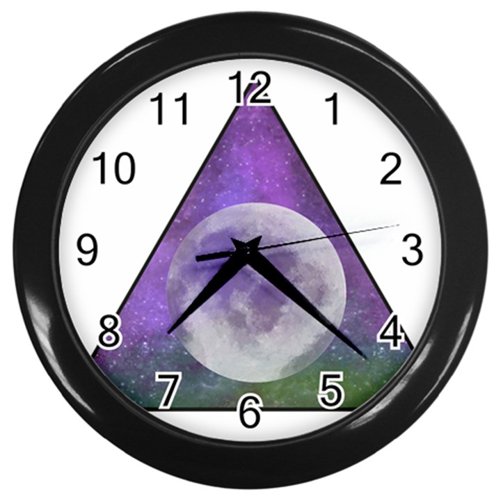 Form Triangle Moon Space Wall Clock (Black)