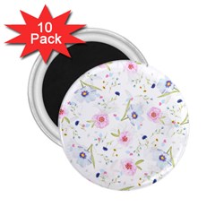 Floral Pink Blue 2 25  Magnets (10 Pack)  by HermanTelo