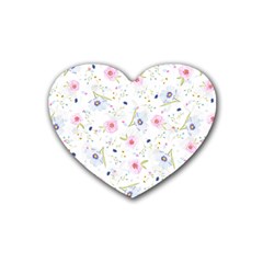 Floral Pink Blue Heart Coaster (4 Pack)  by HermanTelo