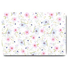 Floral Pink Blue Large Doormat  by HermanTelo