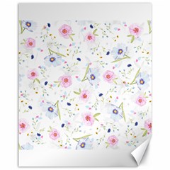 Floral Pink Blue Canvas 11  X 14  by HermanTelo