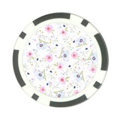 Floral Pink Blue Poker Chip Card Guard by HermanTelo