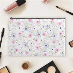 Floral Pink Blue Cosmetic Bag (large) by HermanTelo