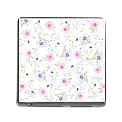 Floral Pink Blue Memory Card Reader (square 5 Slot)