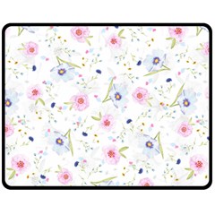 Floral Pink Blue Fleece Blanket (medium) 