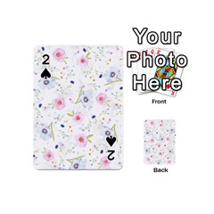 Floral Pink Blue Playing Cards Double Sided (mini)