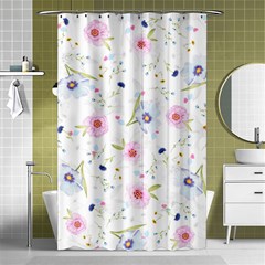 Floral Pink Blue Shower Curtain 48  X 72  (small) 