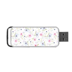 Floral Pink Blue Portable Usb Flash (two Sides)