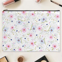 Floral Pink Blue Cosmetic Bag (xxxl)