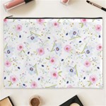 Floral Pink Blue Cosmetic Bag (XXXL) Front