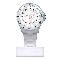 Floral Pink Blue Plastic Nurses Watch by HermanTelo