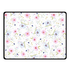 Floral Pink Blue Double Sided Fleece Blanket (small) 