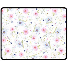 Floral Pink Blue Double Sided Fleece Blanket (medium) 