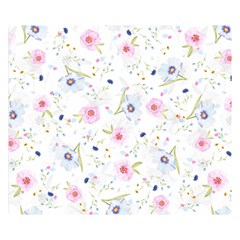 Floral Pink Blue Double Sided Flano Blanket (small)  by HermanTelo