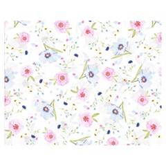 Floral Pink Blue Double Sided Flano Blanket (medium) 