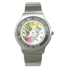 Flowers Floral Stainless Steel Watch