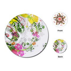 Flowers Floral Playing Cards (round)