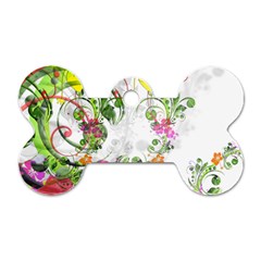 Flowers Floral Dog Tag Bone (two Sides)