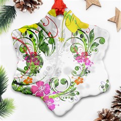 Flowers Floral Snowflake Ornament (two Sides)