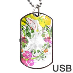 Flowers Floral Dog Tag Usb Flash (two Sides)