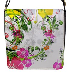 Flowers Floral Flap Closure Messenger Bag (s)