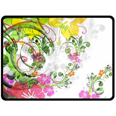 Flowers Floral Double Sided Fleece Blanket (large) 