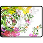 Flowers Floral Double Sided Fleece Blanket (Large)  80 x60  Blanket Back