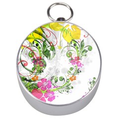 Flowers Floral Silver Compasses