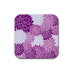 Floral Purple Rubber Coaster (square)  by HermanTelo